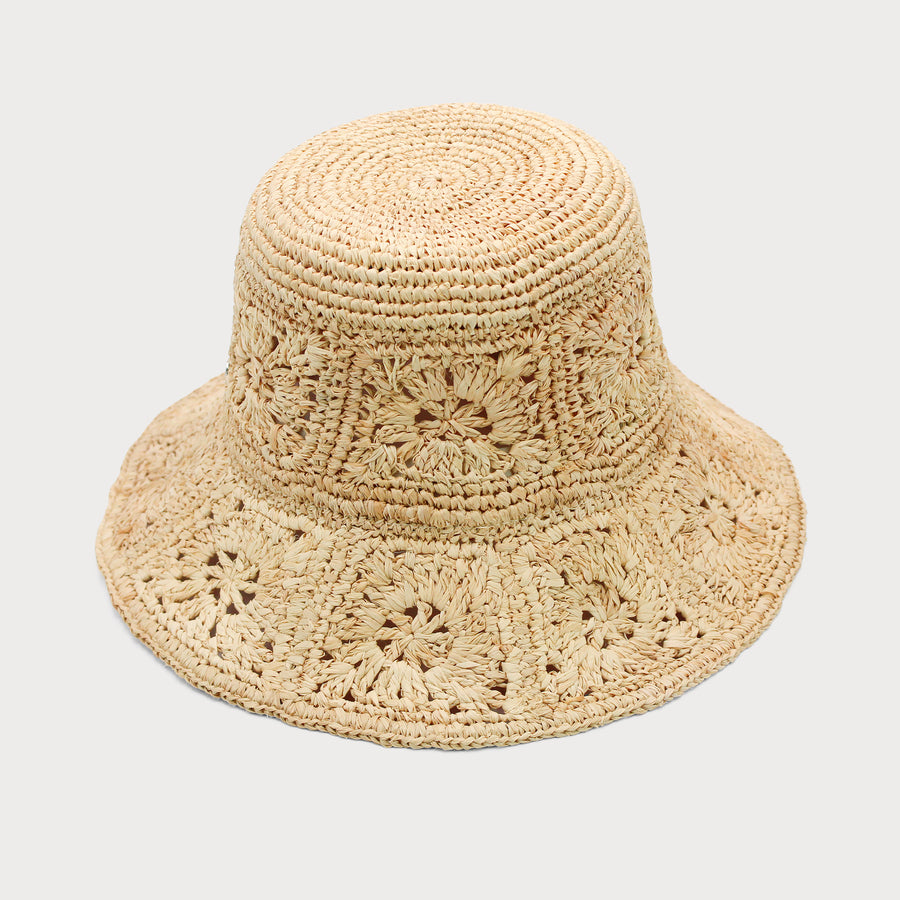 Aalto Crochet Bucket Hat in Beige