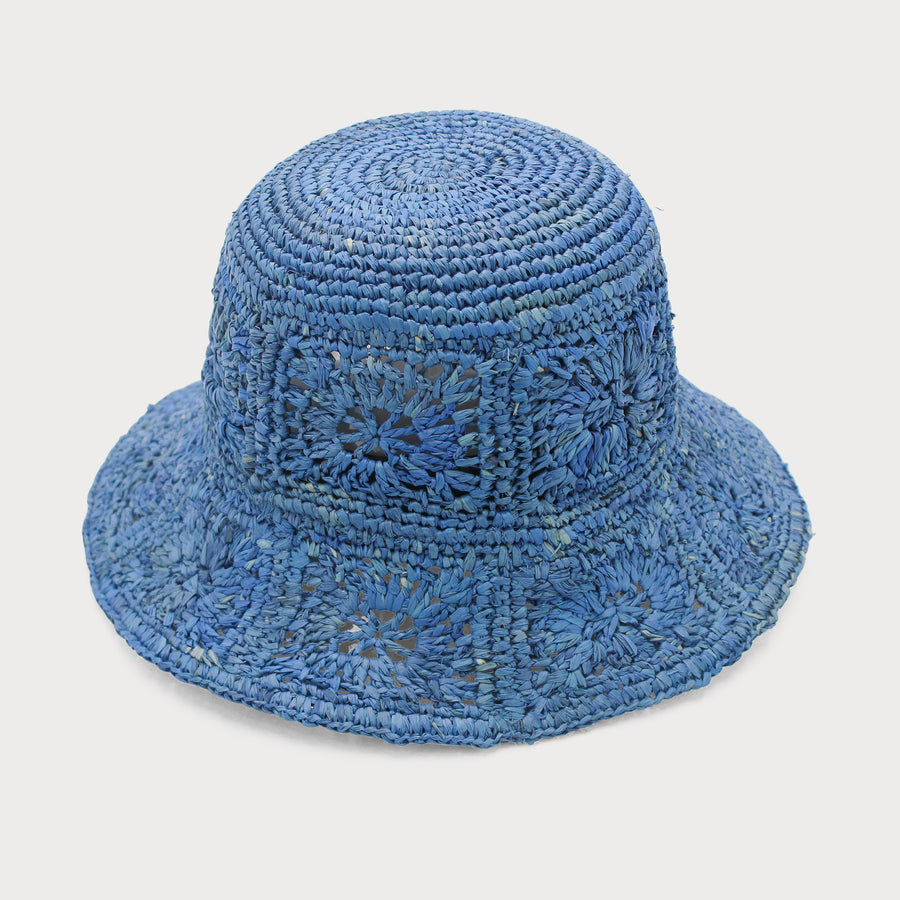 Aalto Crochet Bucket Hat in Ocean Blue