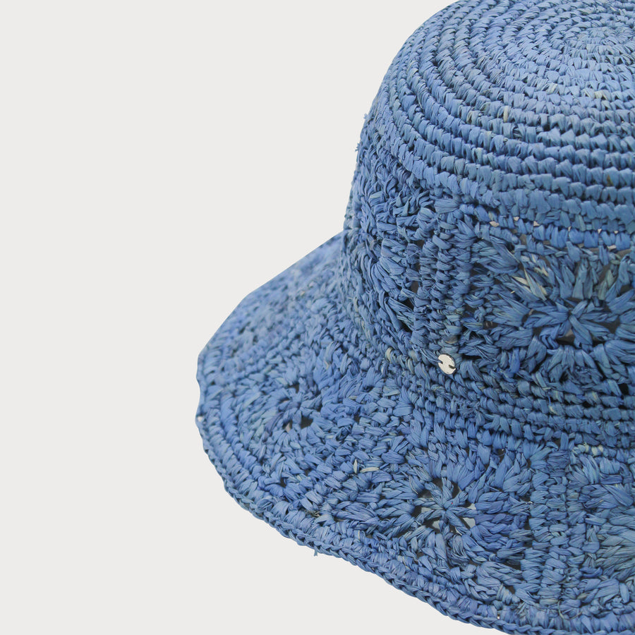 Aalto Crochet Bucket Hat in Ocean Blue