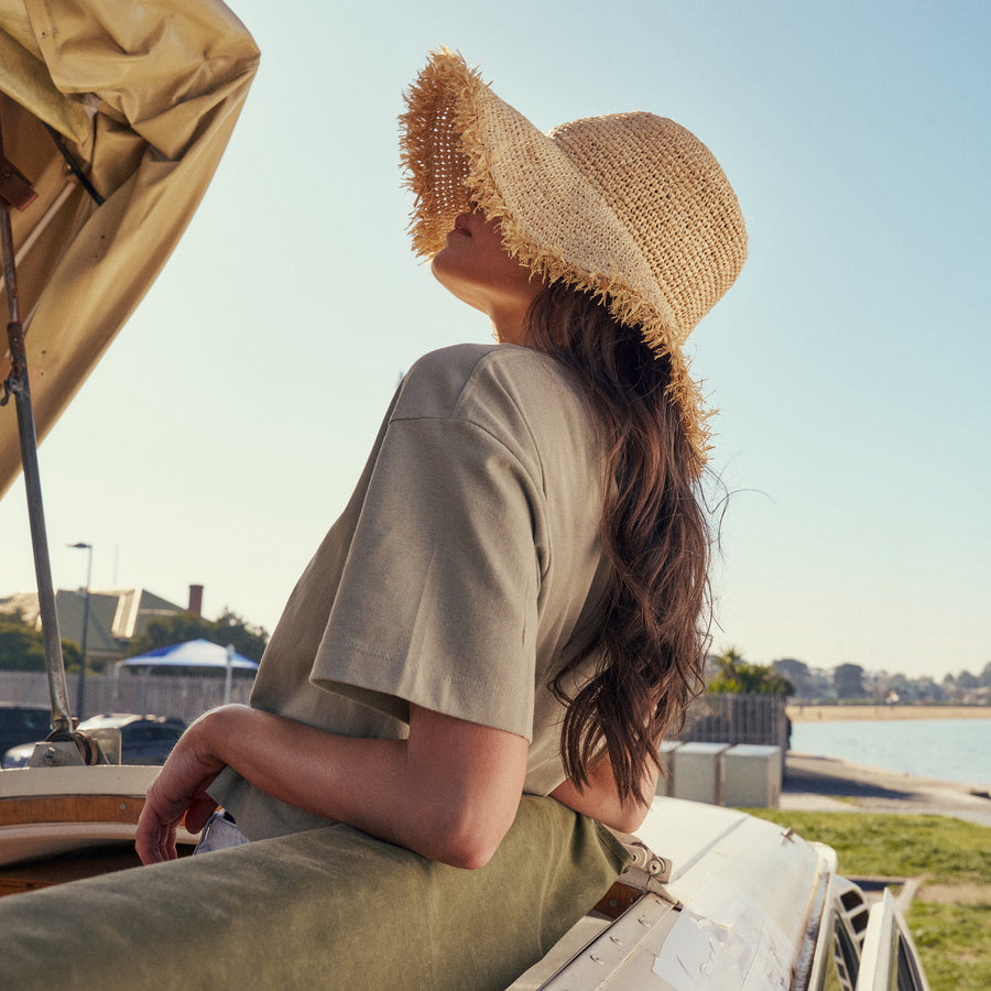 Indra Crochet Bucket Hat in Natural