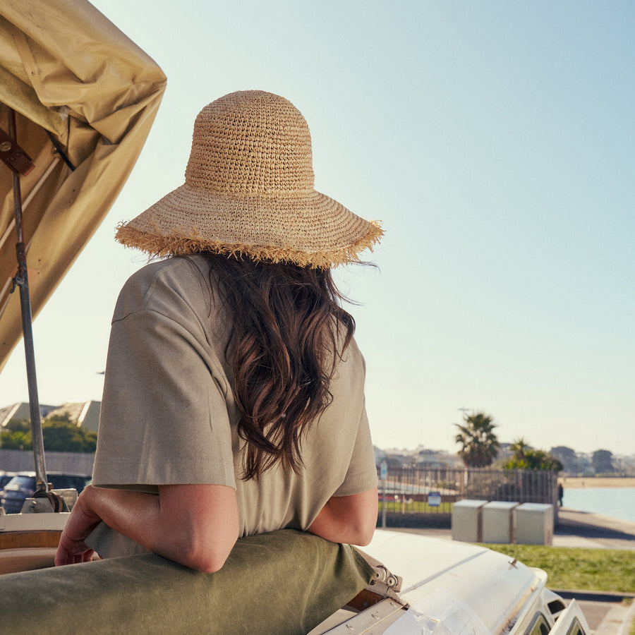 Indra Crochet Bucket Hat in Natural