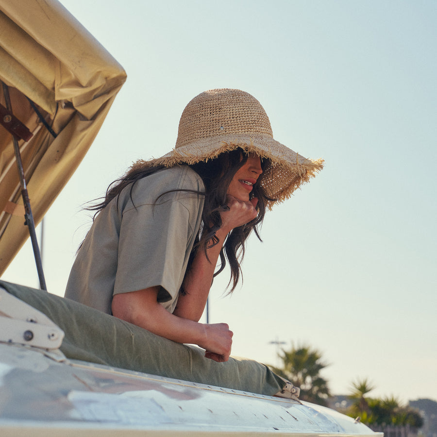 Indra Crochet Bucket Hat in Natural