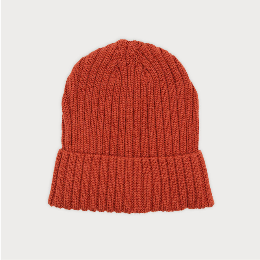 Front image of the Tucker Beanie in Red Brick