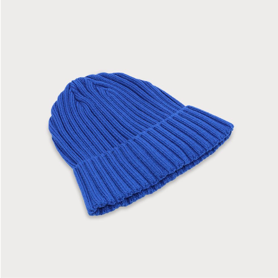Side image of the Tucker Beanie in Royal blue