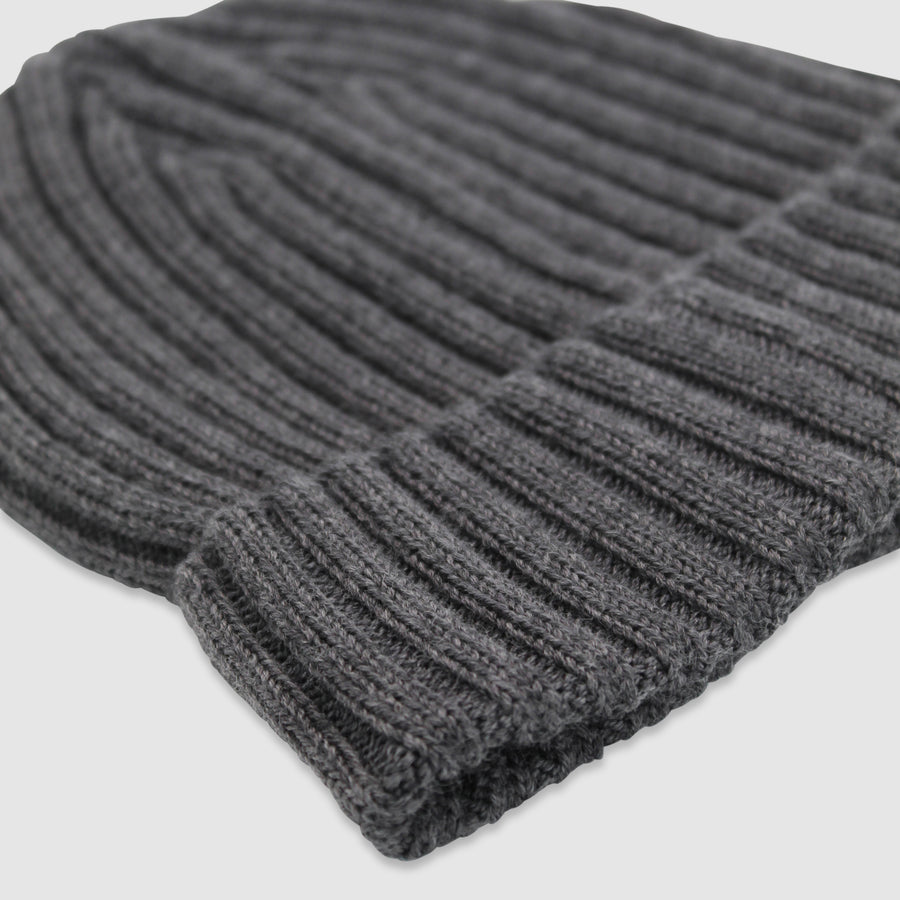 Image of the Ace Of Something Dark Grey Ribbed Wool Beanie